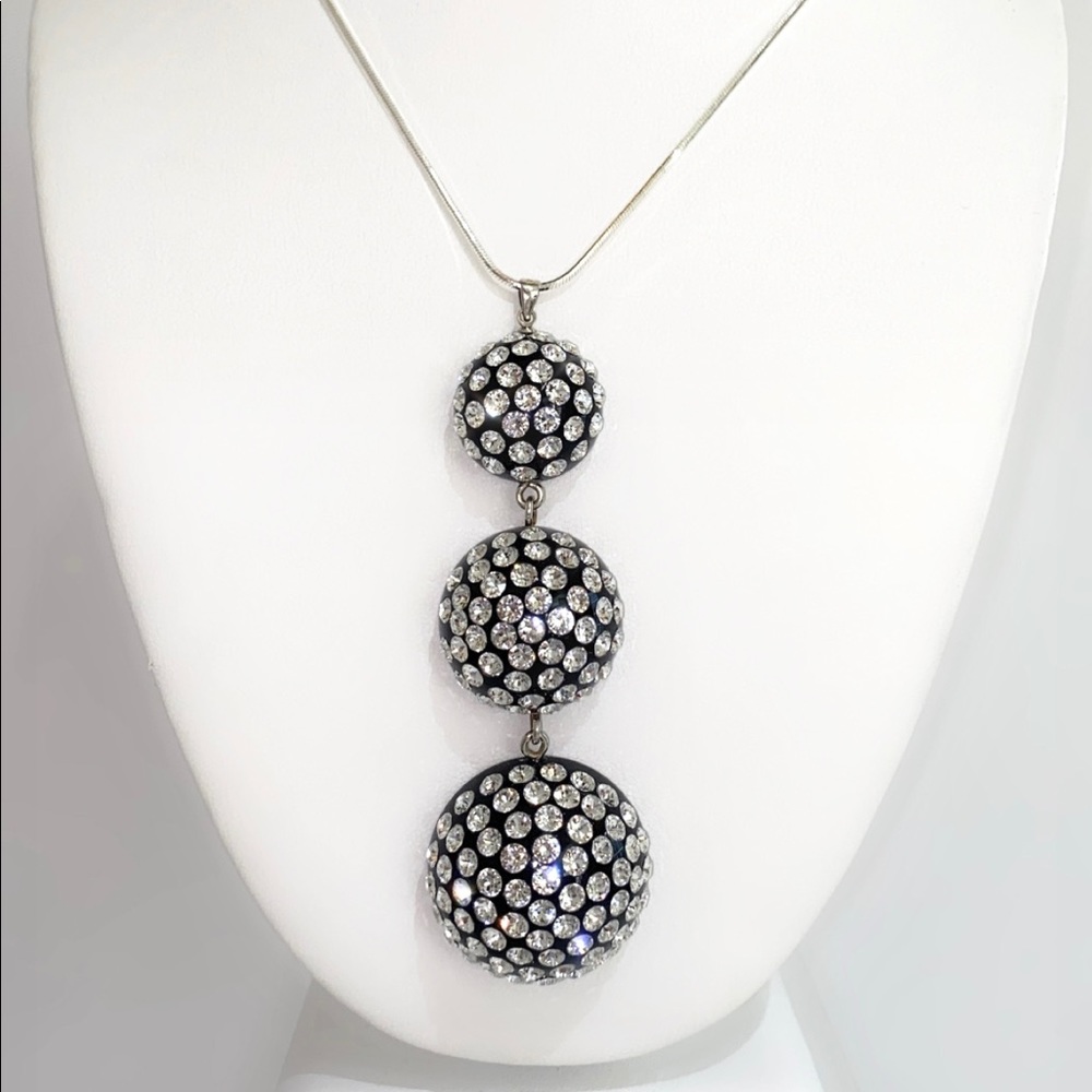 Black Acrylic necklace with chain, embellished with genuine Swarovski crystals